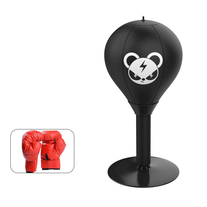 Adjustable Desktop Punching Speed Ball - Durable PU Leather, Stable Base (Bear pattern and Kids Boxing Gloves) V888-ELOSUNG15725
