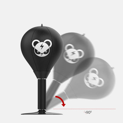 Adjustable Desktop Punching Speed Ball - Durable PU Leather, Stable Base (Bear pattern and Kids Boxing Gloves) V888-ELOSUNG15725