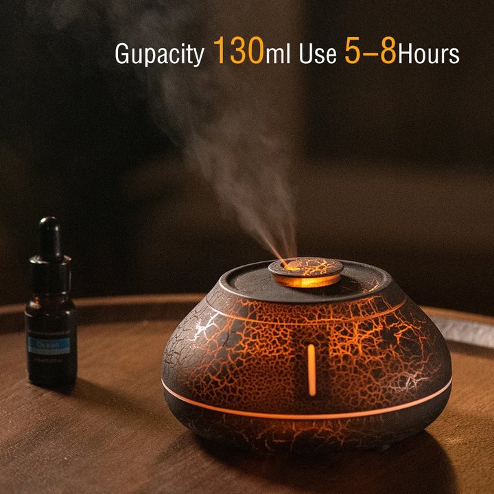 Flame Mountain Aroma Diffuser - 7-Color LED Light, 130ml Capacity, Ultrasonic Mist Maker for Home or Office, V888-ELOSUNG15727