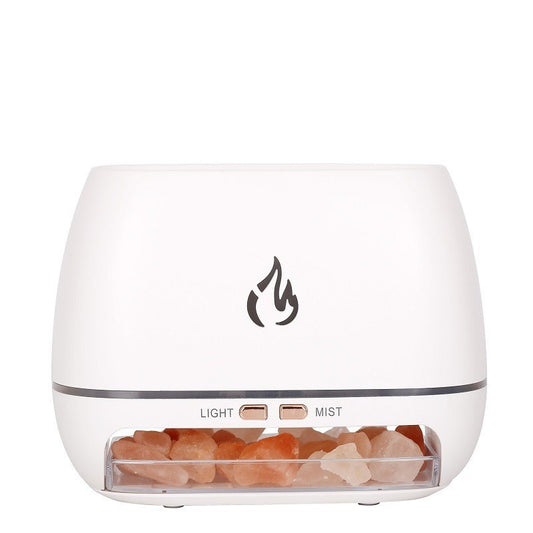 White Himalayan Salt Flame Aroma Diffuser - 250ml Ultrasonic Humidifier with 7-Color LED Light for Relaxation V888-ELOSUNG15733