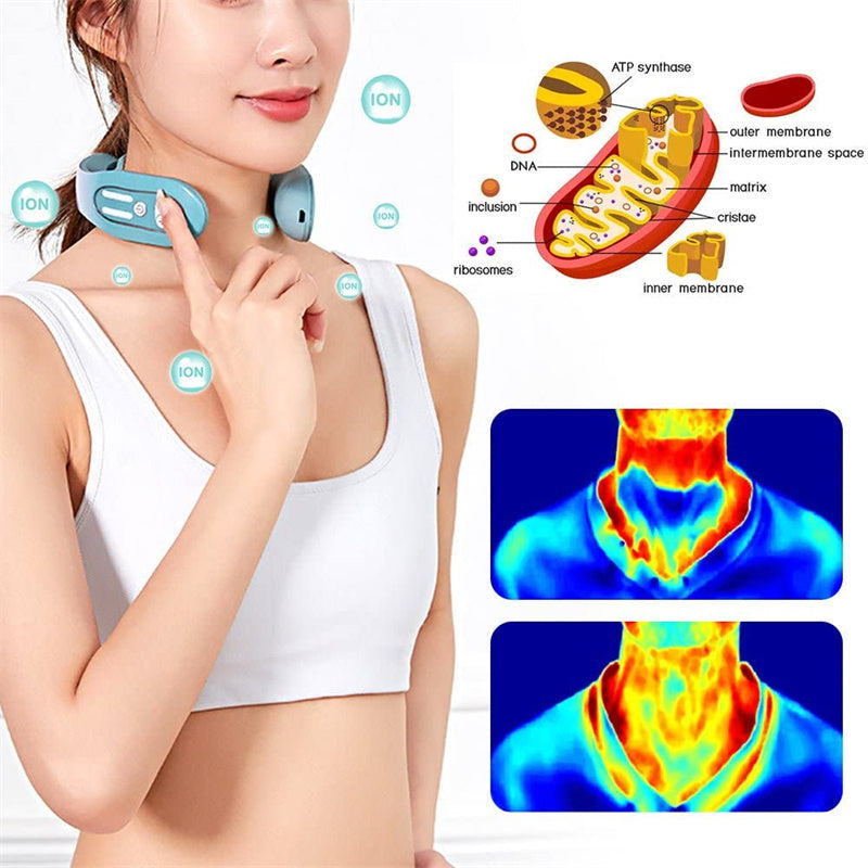 Gradient Blue 12-Level Intelligent Neck Massager with Heating Function - Pain Relief and Relaxation V888-ELOSUNG15804