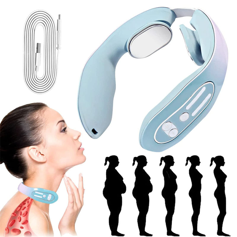 Gray 12-Level Intelligent Neck Massager with Heating Function - Pain Relief and Relaxation V888-ELOSUNG15805