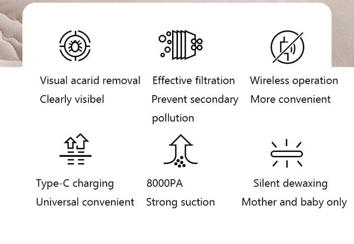 Blue Handheld Dust Mite Vacuum Cleaner - Cordless, High Suction Power, USB Rechargeable V888-ELOSUNG15830