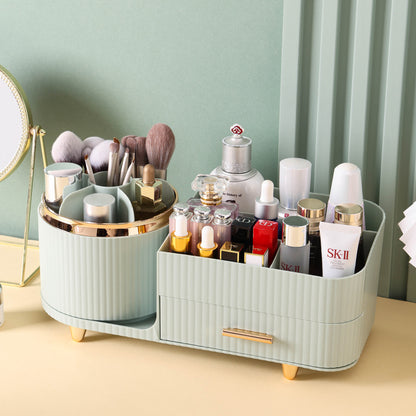 Green Rotating Makeup Organizer Box - Multi-Compartment Cosmetic Storage V888-ELOSUNG15835