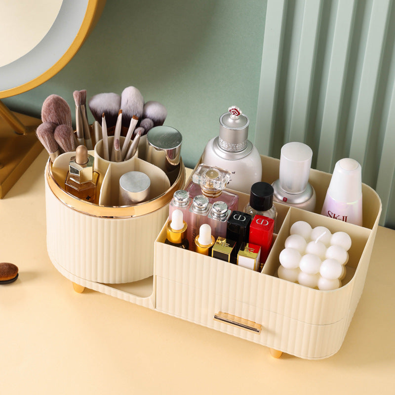 Green Rotating Makeup Organizer Box - Multi-Compartment Cosmetic Storage V888-ELOSUNG15835