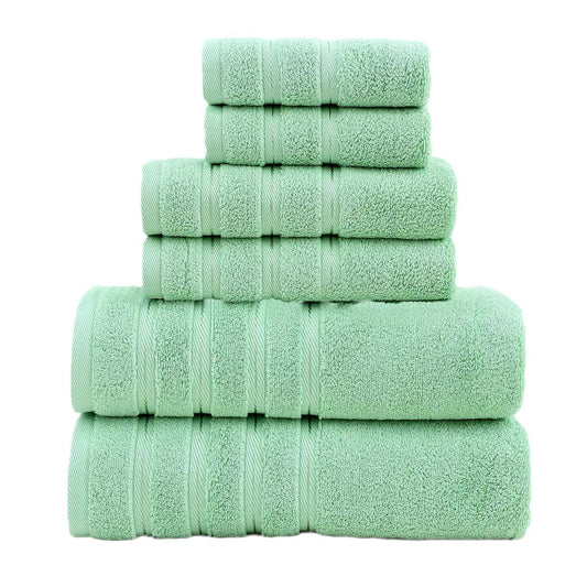 Green Luxury Cotton Towel Set - 6-Piece Ultra-Soft Bath, Hand, and Washcloth Set V888-ELOSUNG15842
