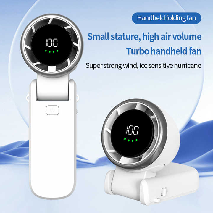 Black Portable USB Rechargeable Handheld Fan with Digital Display V888-ELOSUNG15845