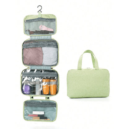 Green Multipurpose Portable Travel Toiletry Bag - Waterproof Cosmetic Organizer with Zipper V888-ELOSUNG15882