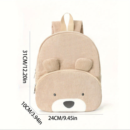 Cute Khaki Dog Backpack - Soft Corduroy Material with Adjustable Straps V888-ELOSUNG15890
