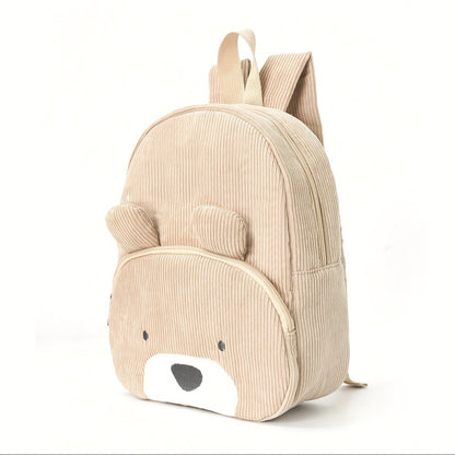 Cute Pink Bear Backpack - Soft Corduroy Material with Adjustable Straps V888-ELOSUNG15893