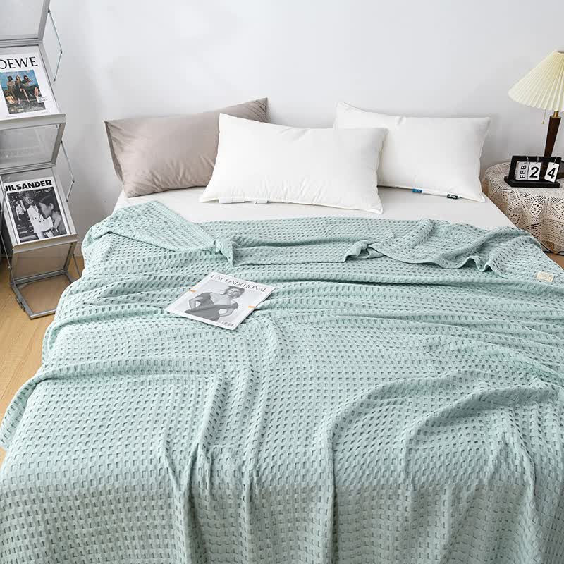 Cotton Waffle Blanket - Air Conditioning Blanket/Throw/Summer Quilt, 150*200cm,Light Green V888-ELOSUNG15918