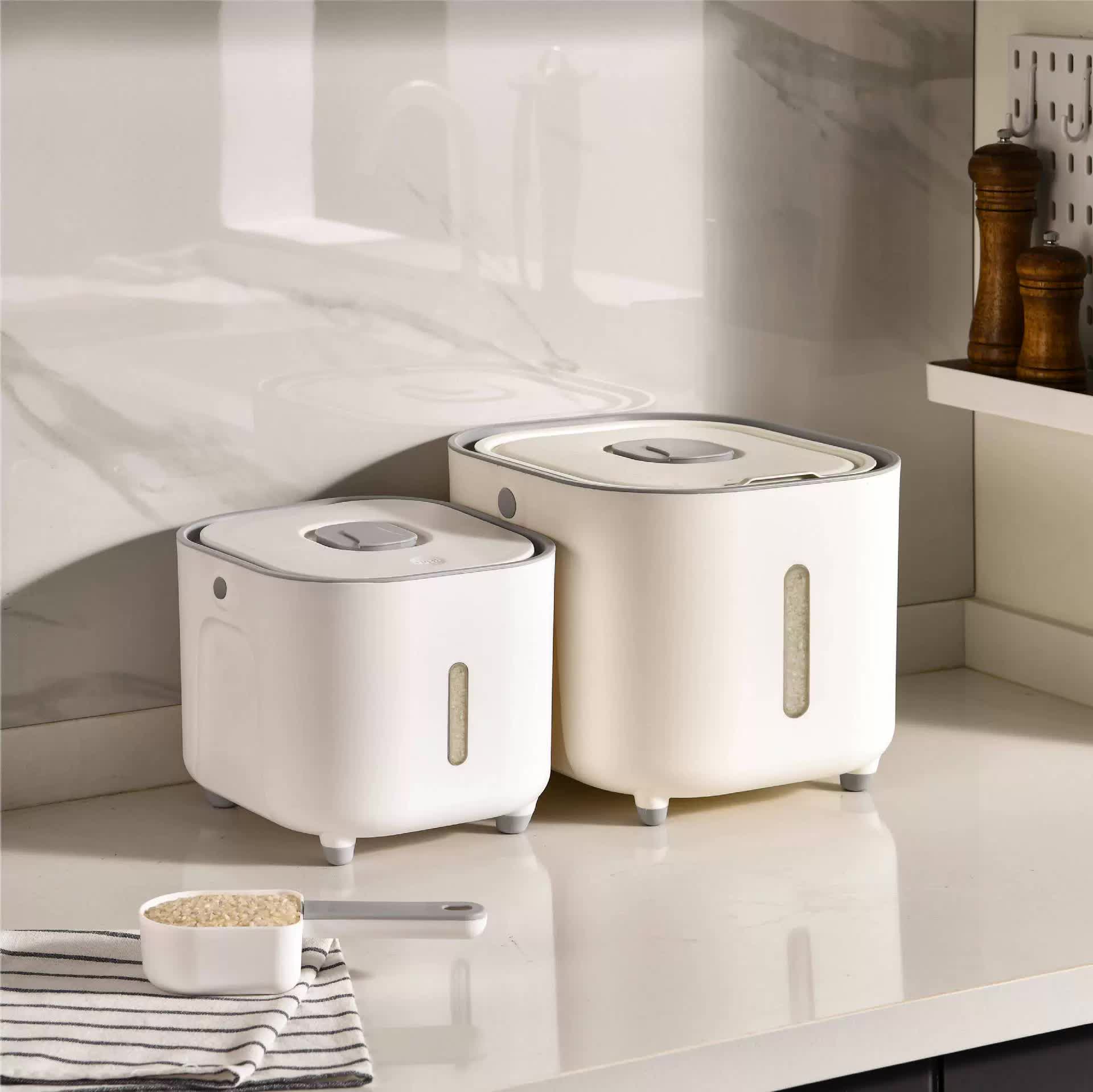 Large Capacity Rice Storage Container with Handle - Airtight, Press-to-Open Design for Convenient Rice V888-ELOSUNG15933