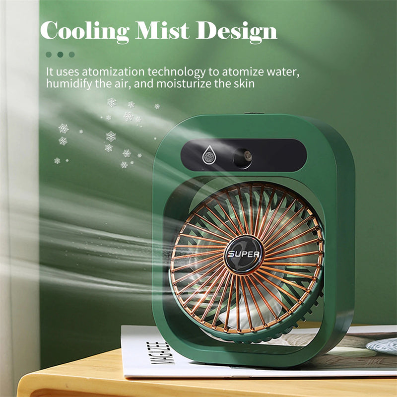 Portable USB Rechargeable Misting Fan - Compact Personal Fan with Cooling Spray - Green Colors V888-ELOSUNG15945