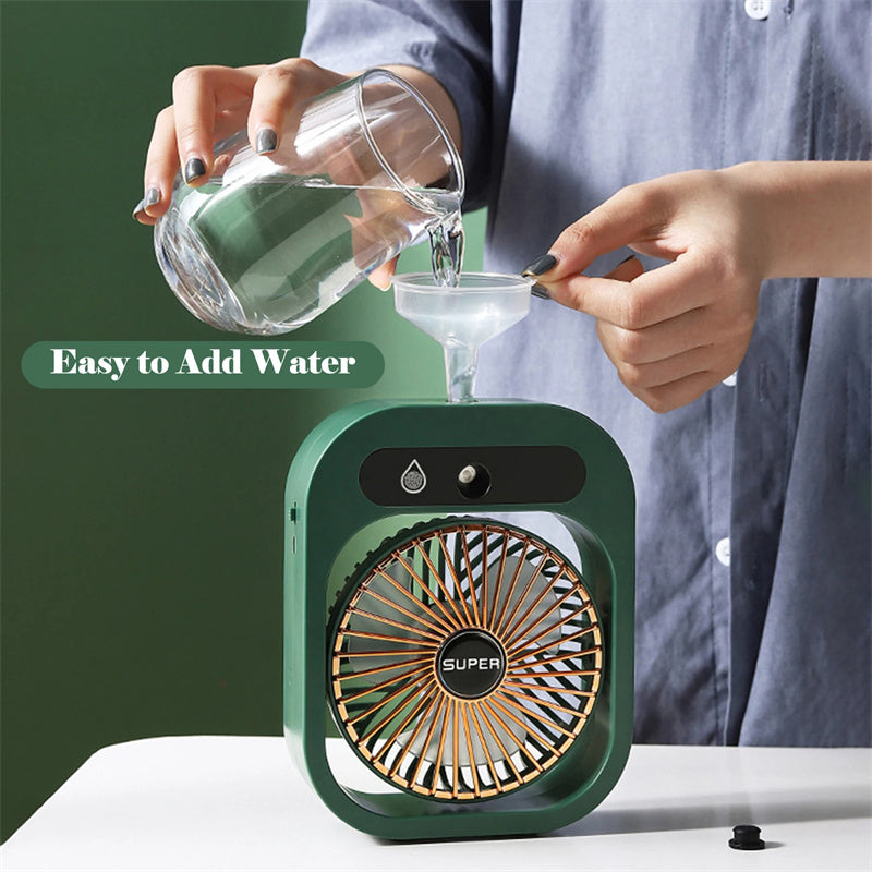 Portable USB Rechargeable Misting Fan - Compact Personal Fan with Cooling Spray - Green Colors V888-ELOSUNG15945