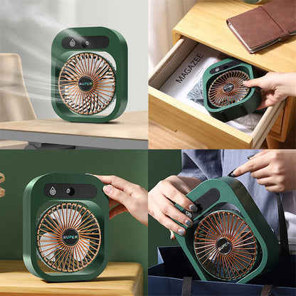 Portable USB Rechargeable Misting Fan - Compact Personal Fan with Cooling Spray - Green Colors V888-ELOSUNG15945