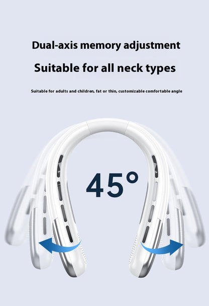 Digital Display Neck Fan - Rechargeable Portable Wearable Fan with Adjustable Speed- Blue 2400mAh V888-ELOSUNG15950