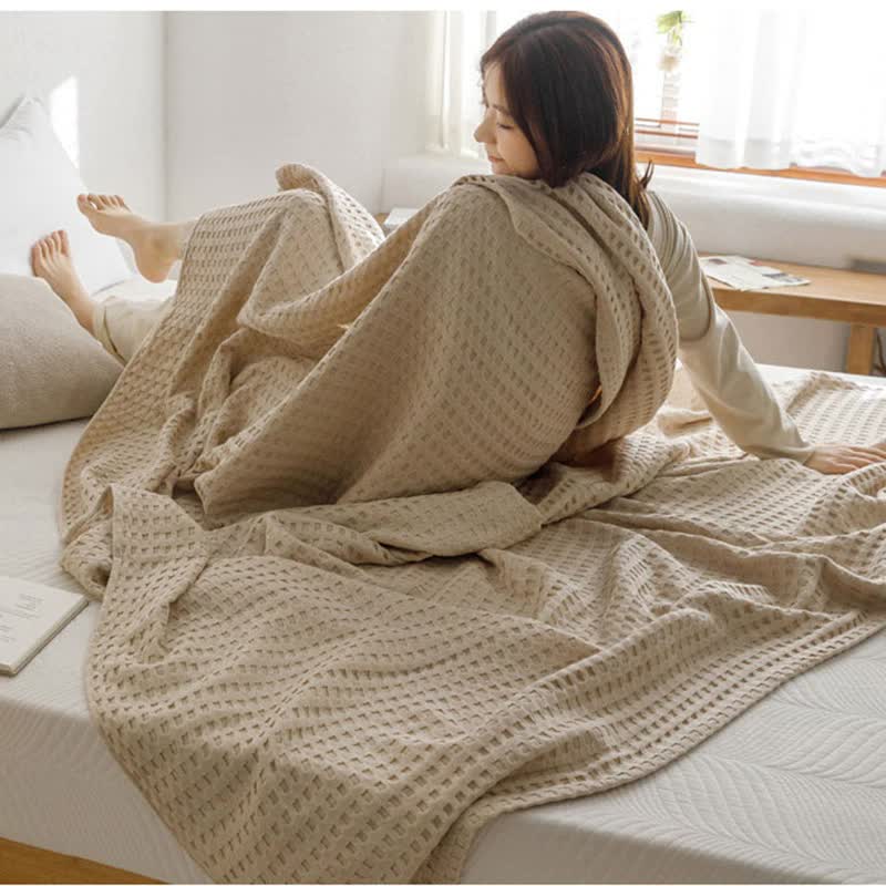 Cotton Waffle Blanket - Air Conditioning Blanket/Throw/Summer Quilt, 200*230cm,Gray V888-ELOSUNG15963