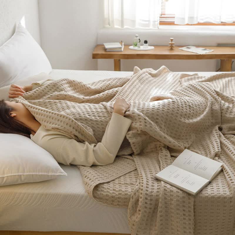 Cotton Waffle Blanket - Air Conditioning Blanket/Throw/Summer Quilt, 200*230cm,Green V888-ELOSUNG15964