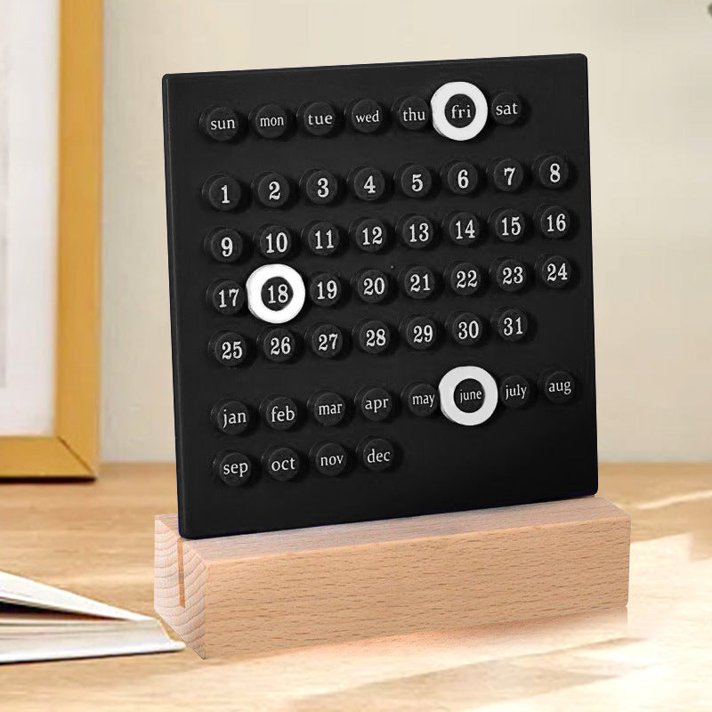 Black DIY Ring Perpetual Calendar - Creative Acrylic Desktop Calendar with Adjustable Rings V888-ELOSUNG15993