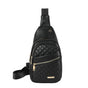 Black Women's Quilted Sling Bag - Stylish Crossbody Shoulder Backpack V888-ELOSUNG16012