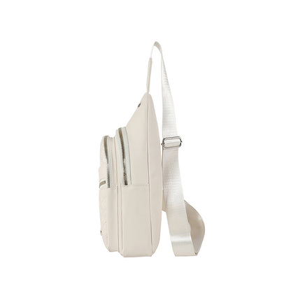 White Women's Quilted Sling Bag - Stylish Crossbody Shoulder Backpack V888-ELOSUNG16013