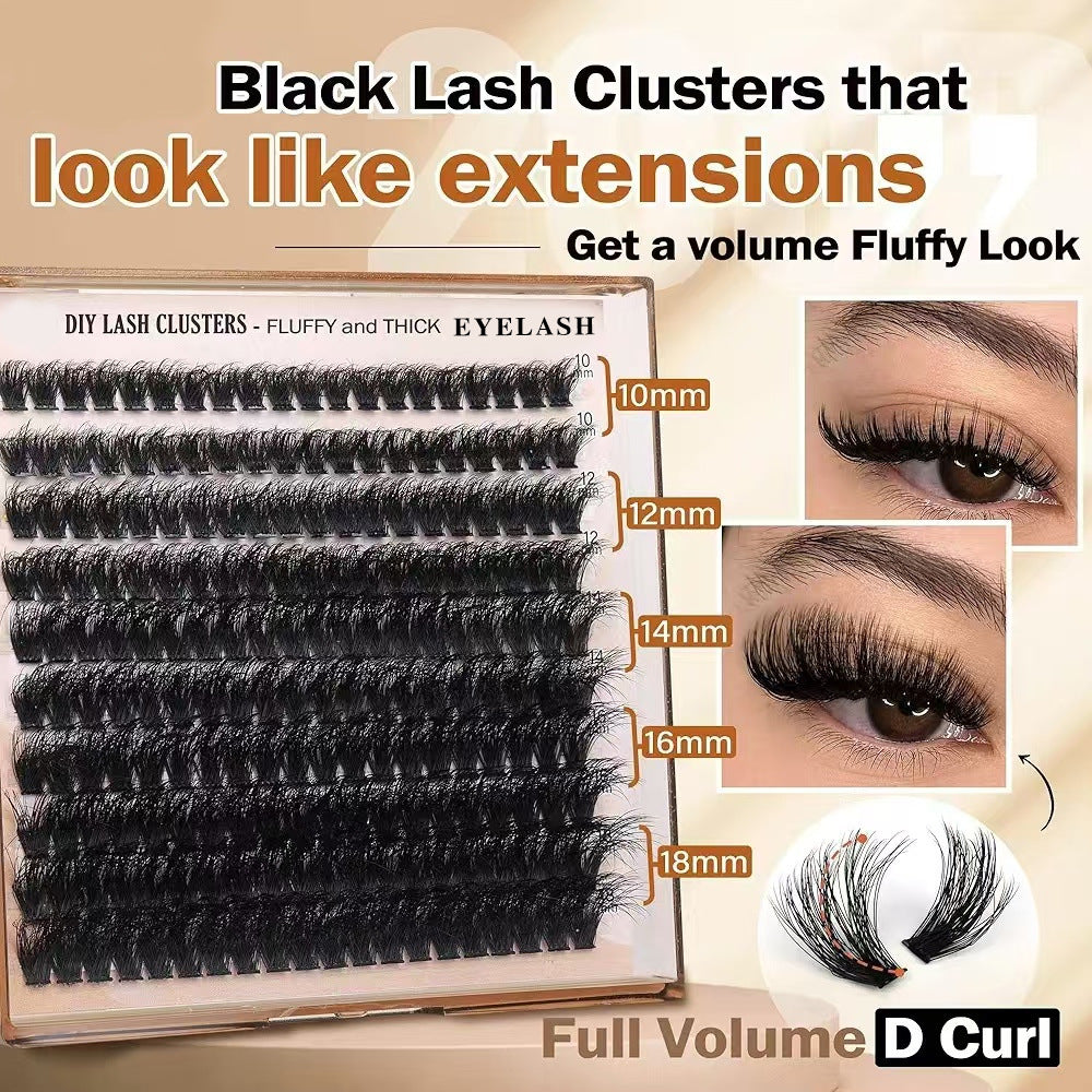 3 PCS DIY Lash Clusters Kit - 100D Fluffy & Thick False Eyelashes with Adhesive and Tools V888-ELOSUNG16042