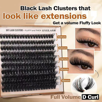3 PCS DIY Lash Clusters Kit - 100D Fluffy & Thick False Eyelashes with Adhesive and Tools V888-ELOSUNG16042