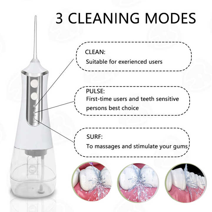 Pink 300ML Cordless Water Flosser with 5 Nozzles - Rechargeable Portable Oral Irrigator V888-ELOSUNG16044