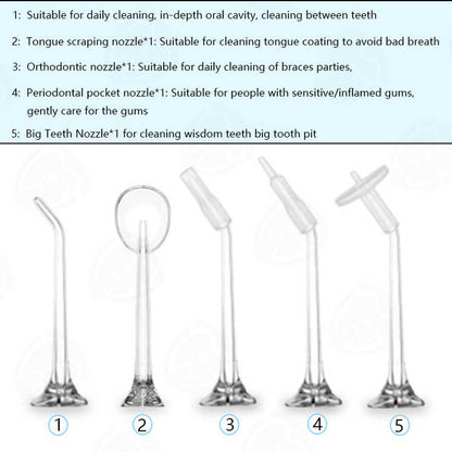 Pink 300ML Cordless Water Flosser with 5 Nozzles - Rechargeable Portable Oral Irrigator V888-ELOSUNG16044