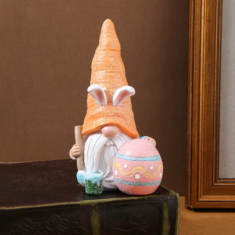 Easter Egg Easter Bunny Gnome Figurines - Handmade Carrot Hat Decorations for Easter Home Decor V888-ELOSUNG16047