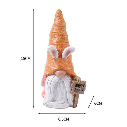 Easter Egg Easter Bunny Gnome Figurines - Handmade Carrot Hat Decorations for Easter Home Decor V888-ELOSUNG16047