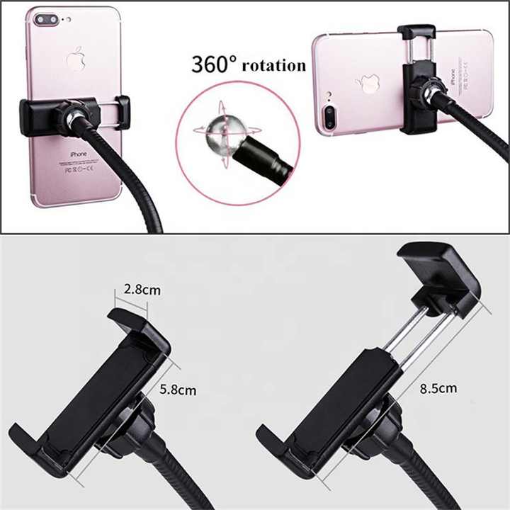 Flexible LED Ring Light with Phone Holder - Adjustable Brightness & Clip Base V888-ELOSUNG16057