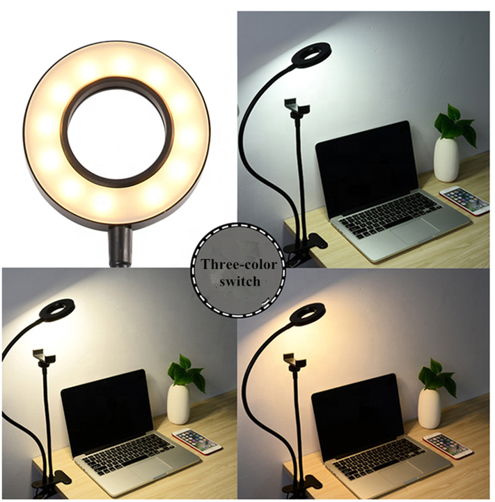 Flexible LED Ring Light with Phone Holder - Adjustable Brightness & Clip Base V888-ELOSUNG16057