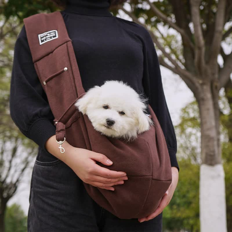 Brown Pet Sling Carrier Bag - Comfortable and Hands-Free Design V888-ELOSUNG16070