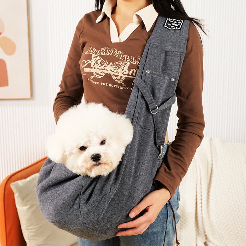 Grey Pet Sling Carrier Bag - Comfortable and Hands-Free Design V888-ELOSUNG16072