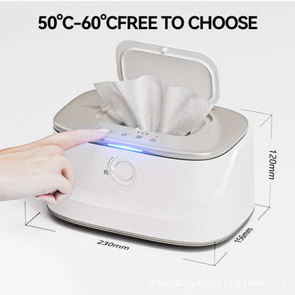 White USB-Powered Baby Wet Wipes Warmer - Portable and Adjustable Heating V888-ELOSUNG16078