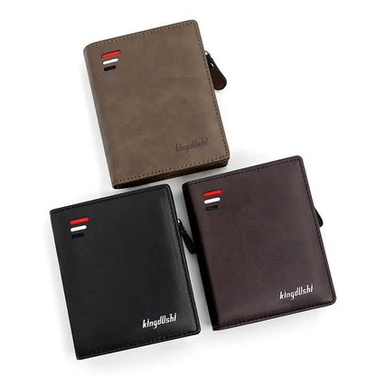 Dark Brown Men's RFID Blocking Leather Wallet - Slim and Compact Design V888-ELOSUNG16089