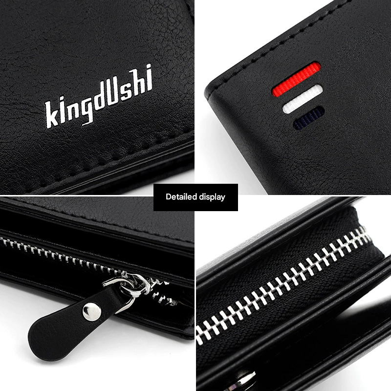 Dark Brown Men's RFID Blocking Leather Wallet - Slim and Compact Design V888-ELOSUNG16089