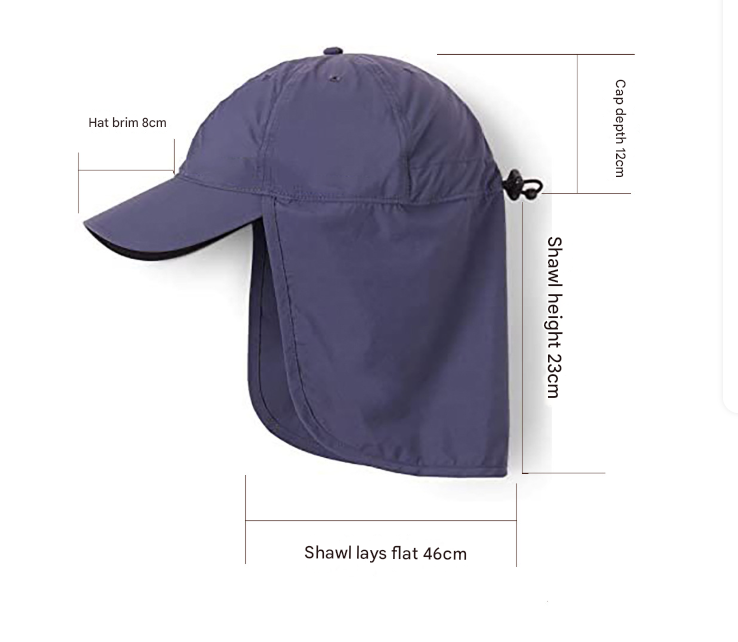 Nevy Blue UV Protection Outdoor Sun Hat with Neck Flap - Lightweight and Breathable V888-ELOSUNG16103
