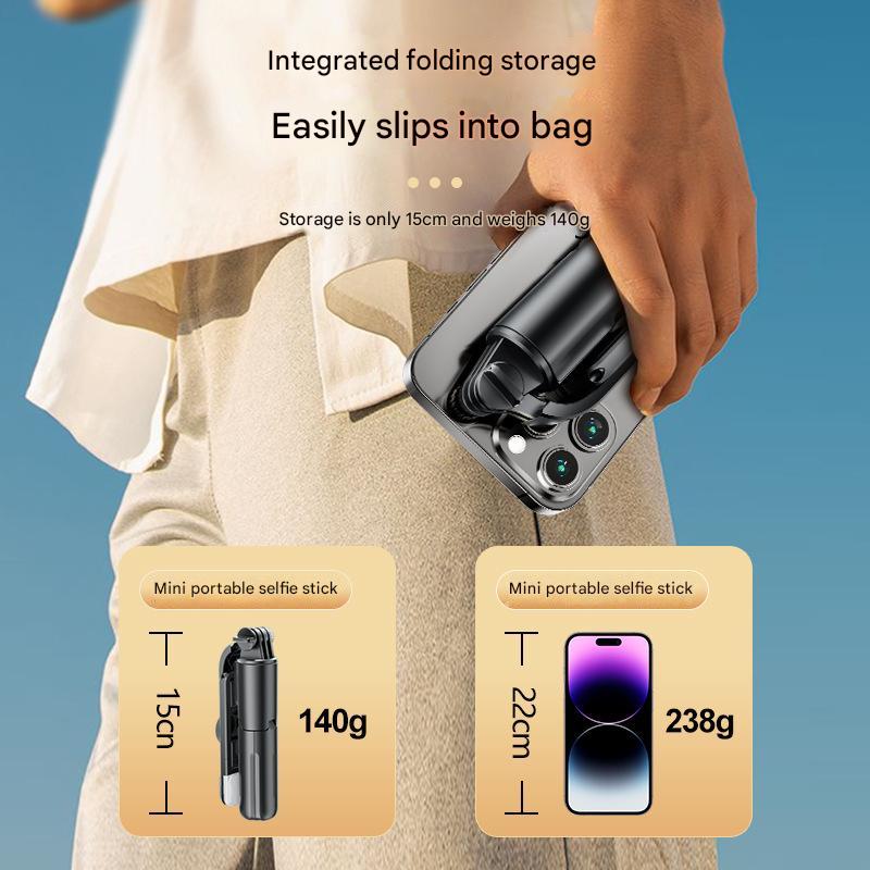 White With Light Portable Selfie Stick Tripod with Bluetooth Remote - Compact and Adjustable V888-ELOSUNG16120