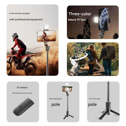 White With Light Portable Selfie Stick Tripod with Bluetooth Remote - Compact and Adjustable V888-ELOSUNG16120