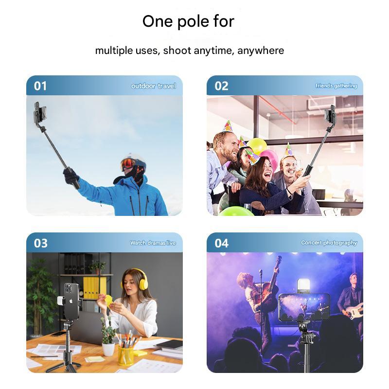 White With Light Portable Selfie Stick Tripod with Bluetooth Remote - Compact and Adjustable V888-ELOSUNG16120