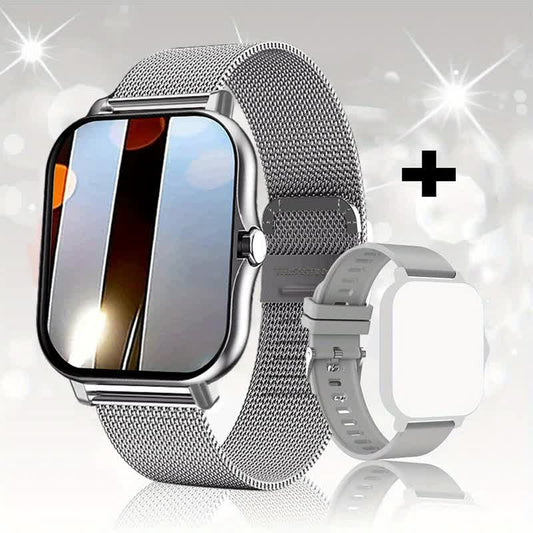 Steel Bracelet With Silicone Strap Silver Smart Fitness Watch with Large Display - 24 Sport Modes, Heart Rate V888-ELOSUNG16126