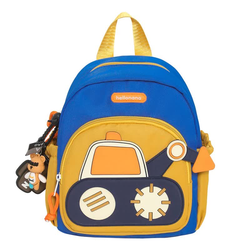 Blue-yellow Kids' Cartoon Backpack - Adorable Excavator Design with Spacious Compartments V888-ELOSUNG16149