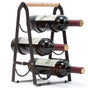 Folding Metal Wine Rack - Space-Saving 6-Bottle Storage Organizer with Wooden Handle V888-ELOSUNG16154