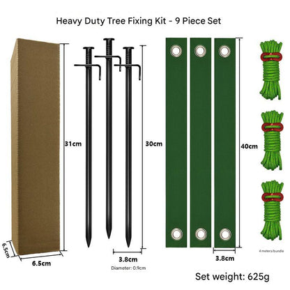 Black Spike Heavy-Duty Tree Anchoring Kit - 9-Piece Set with Ground Stakes, Straps, and Ropes V888-ELOSUNG16156