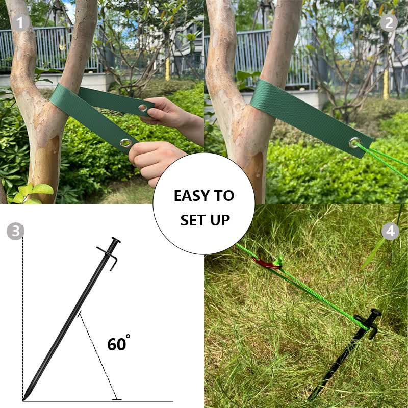 Black Spike Heavy-Duty Tree Anchoring Kit - 9-Piece Set with Ground Stakes, Straps, and Ropes V888-ELOSUNG16156