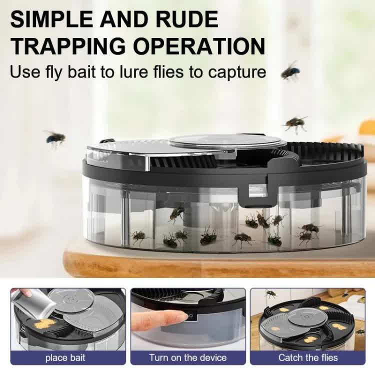 White Electric Rotating Fly Trap - 360 Degree Efficient Insect Catcher for Indoor Use V888-ELOSUNG16170