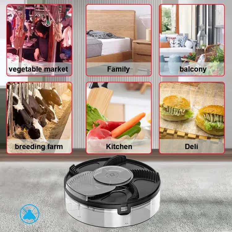White Electric Rotating Fly Trap - 360 Degree Efficient Insect Catcher for Indoor Use V888-ELOSUNG16170