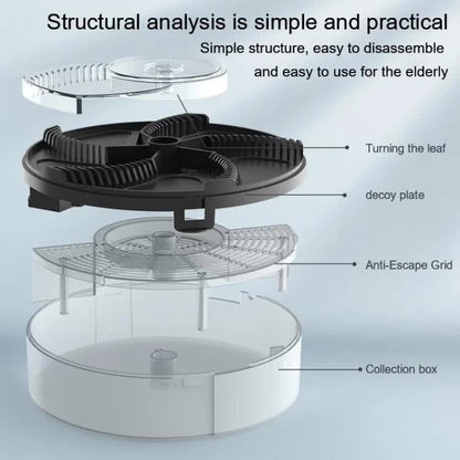 White Electric Rotating Fly Trap - 360 Degree Efficient Insect Catcher for Indoor Use V888-ELOSUNG16170